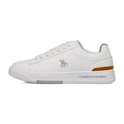 Sneakers bianche da Uomo con dettaglio marrone e logo U.S. Grand Polo