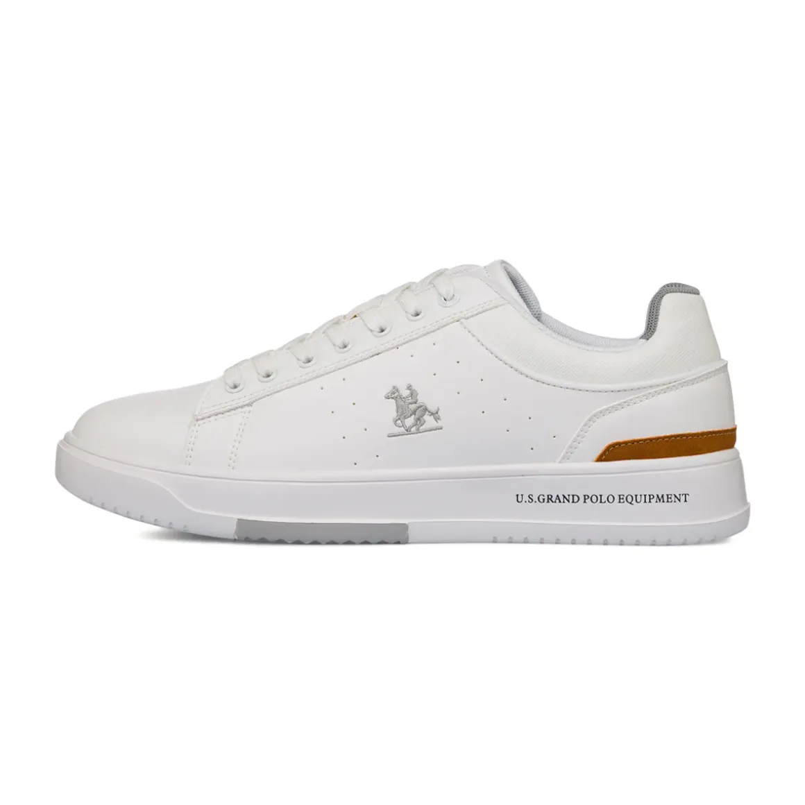 Sneakers bianche da Uomo con dettaglio marrone e logo U.S. Grand Polo