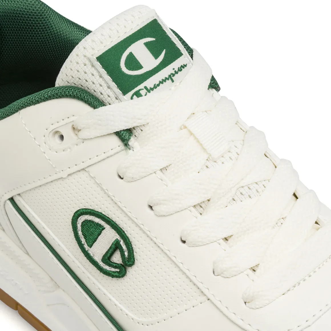 Sneakers bianche da Uomo con dettagli verdi e suola in gomma Champion