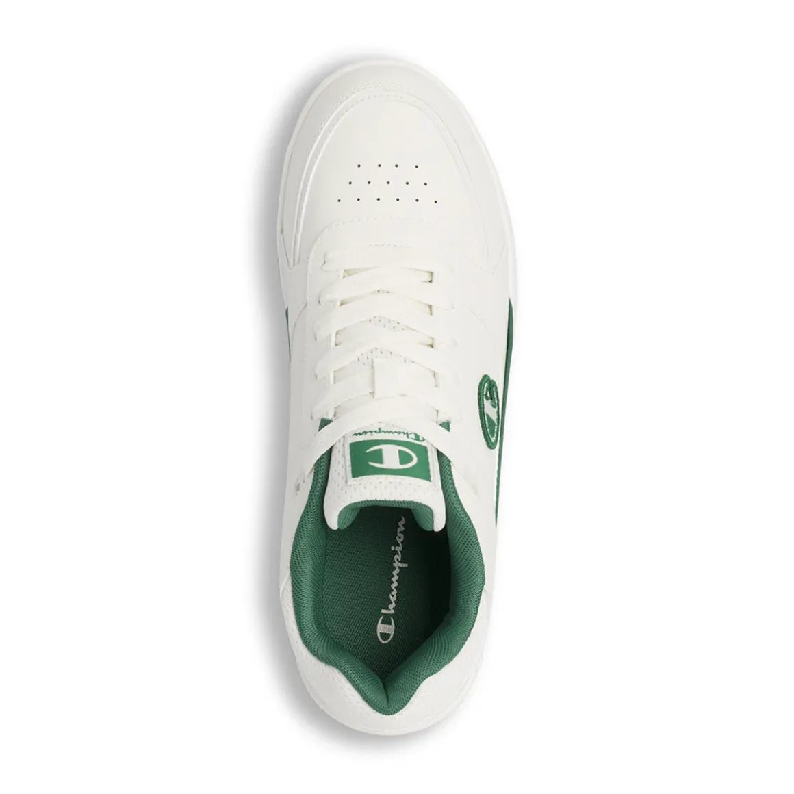 Sneakers bianche da Uomo con dettagli verdi e suola in gomma Champion