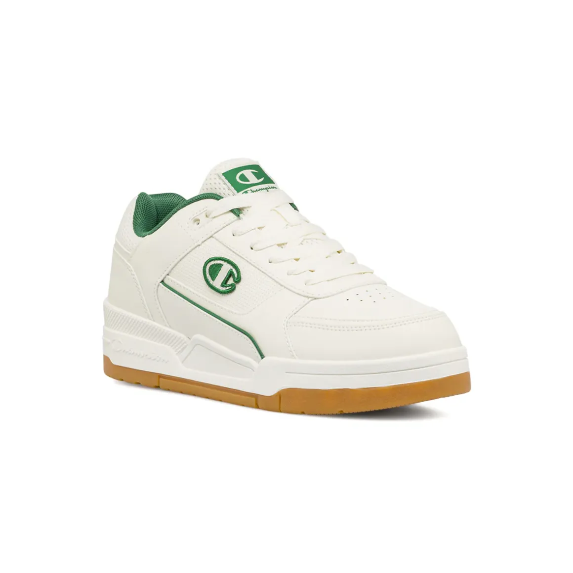 Sneakers bianche da Uomo con dettagli verdi e suola in gomma Champion