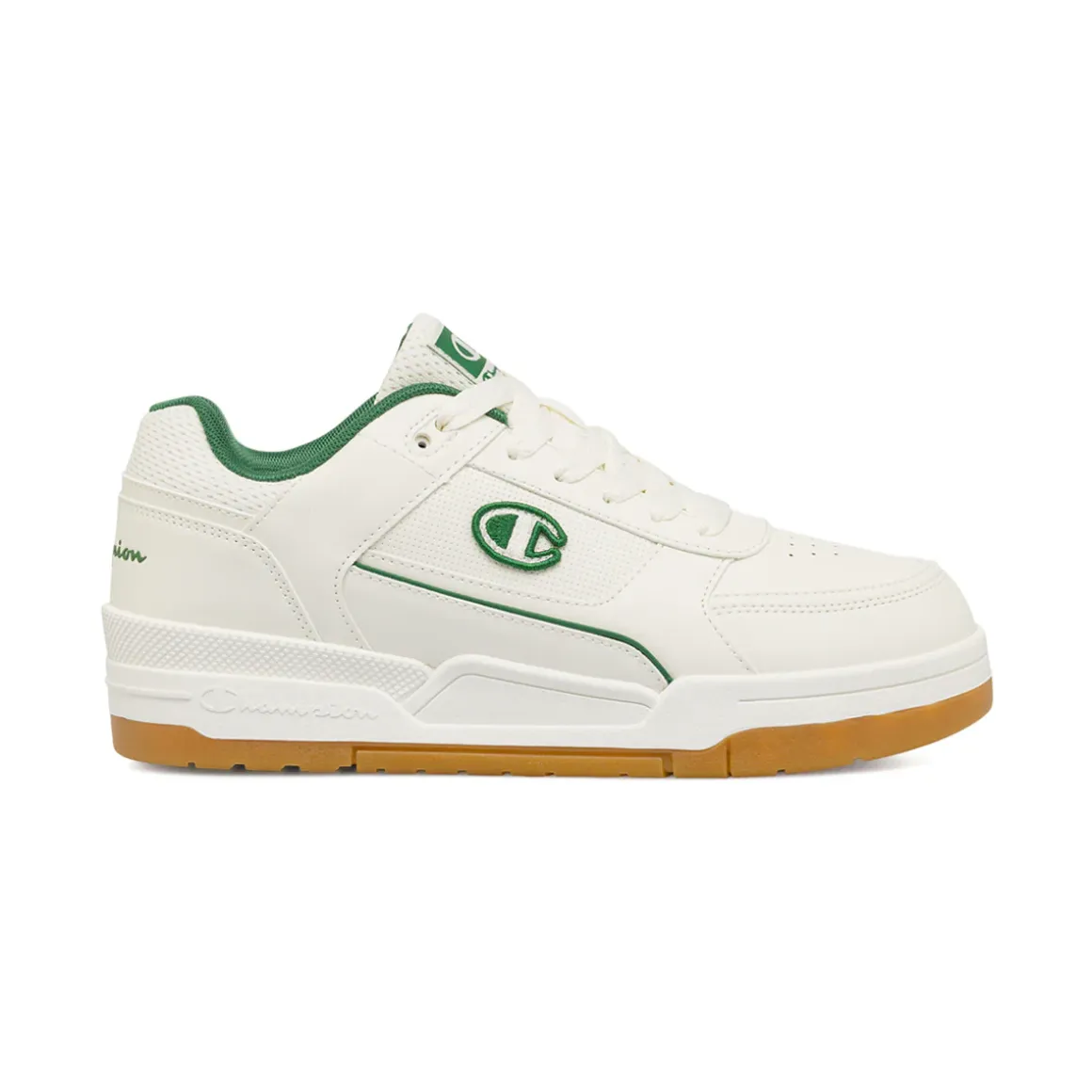 Sneakers bianche da Uomo con dettagli verdi e suola in gomma Champion