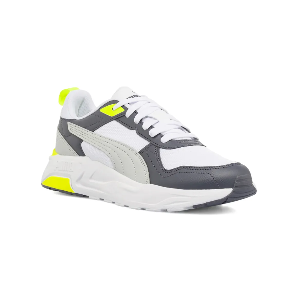 Sneakers bianche da Uomo con dettagli grigi e giallo Puma Trinity 2