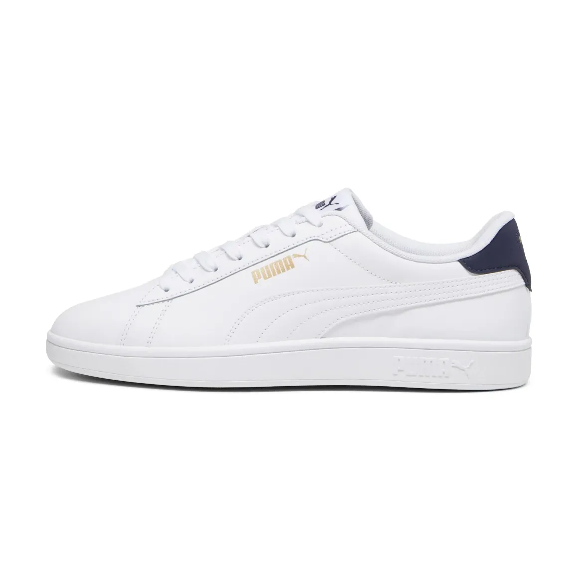 Sneakers bianche da uomo con dettagli oro e blu Puma Smash 3.0 L