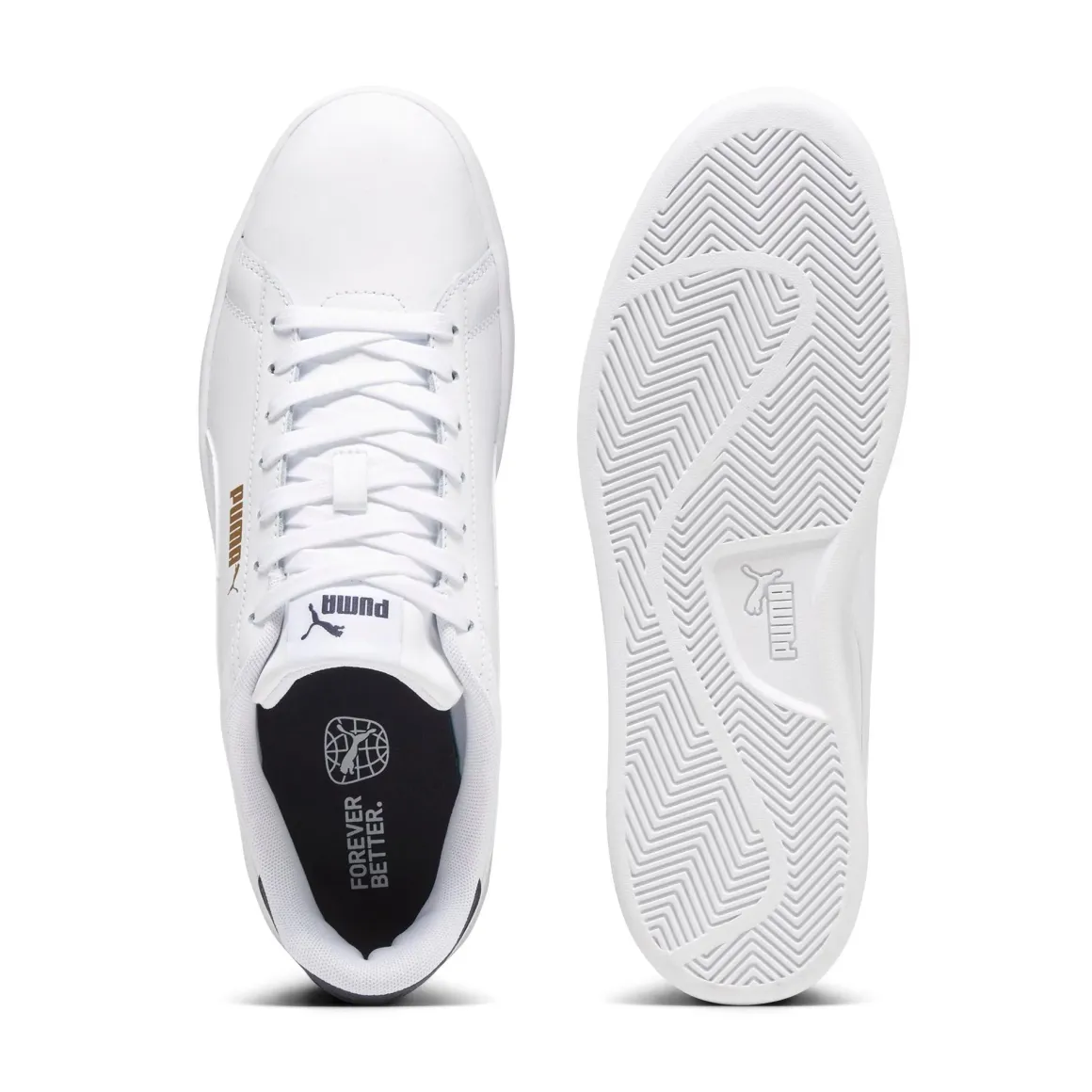 Sneakers bianche da uomo con dettagli oro e blu Puma Smash 3.0 L