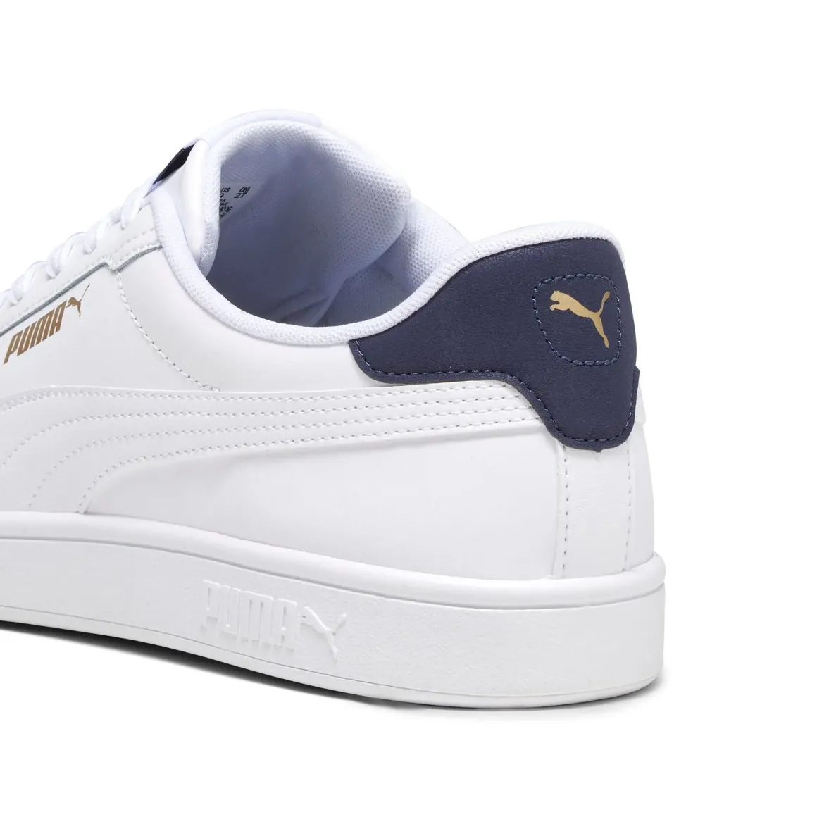 Sneakers bianche da uomo con dettagli oro e blu Puma Smash 3.0 L