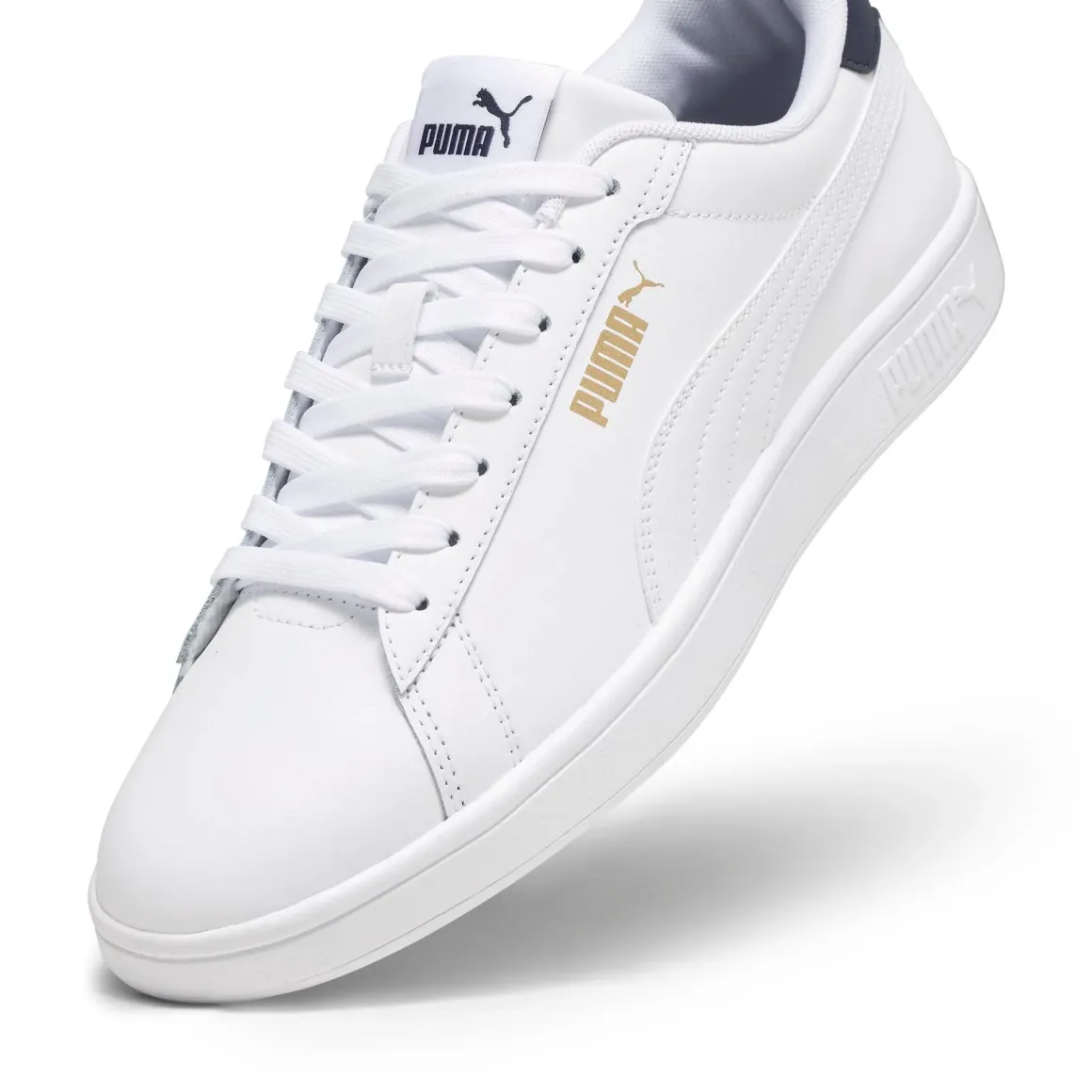 Sneakers bianche da uomo con dettagli oro e blu Puma Smash 3.0 L