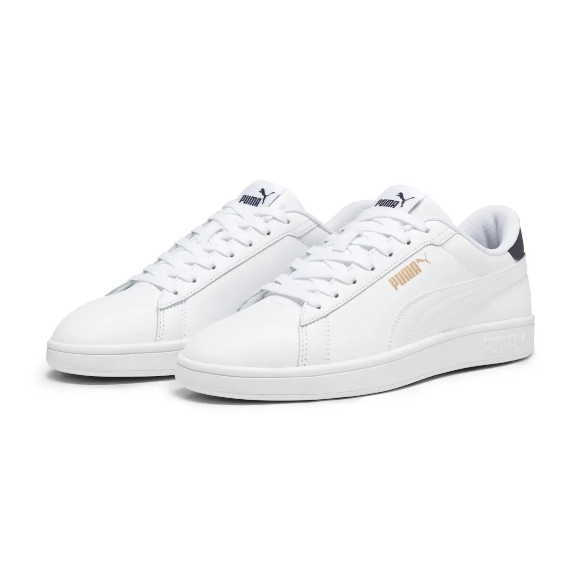 Sneakers bianche da uomo con dettagli oro e blu Puma Smash 3.0 L