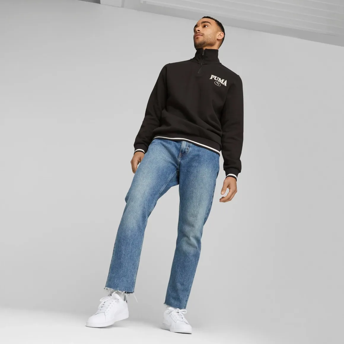 Sneakers bianche da uomo con dettagli oro e blu Puma Smash 3.0 L