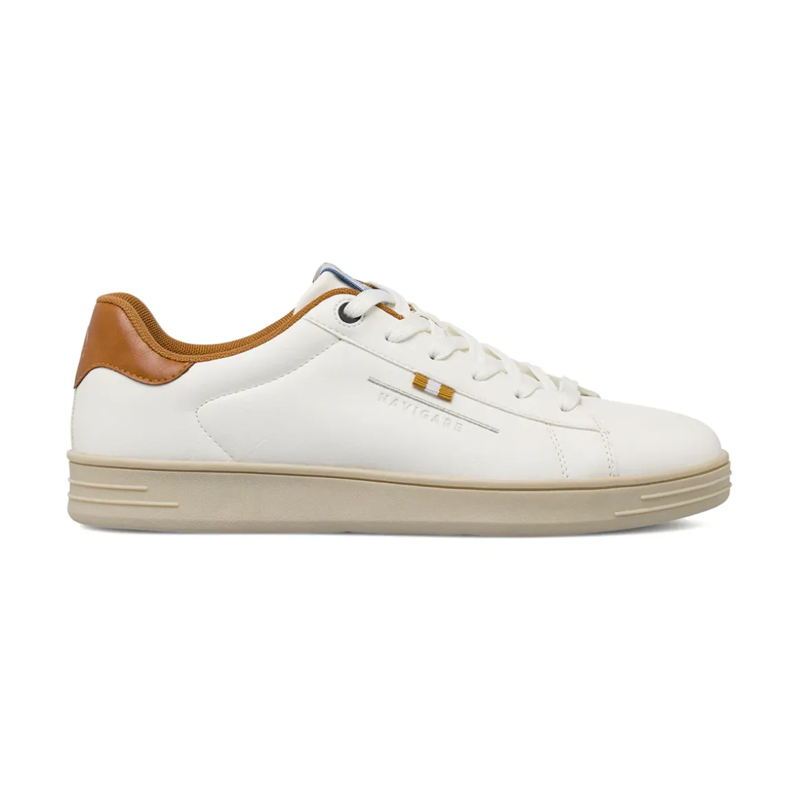 Sneakers bianche da Uomo con inserto marrone Navigare