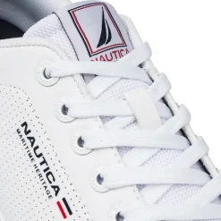 Sneakers bianche da Uomo con inserti blu e logo Nautica