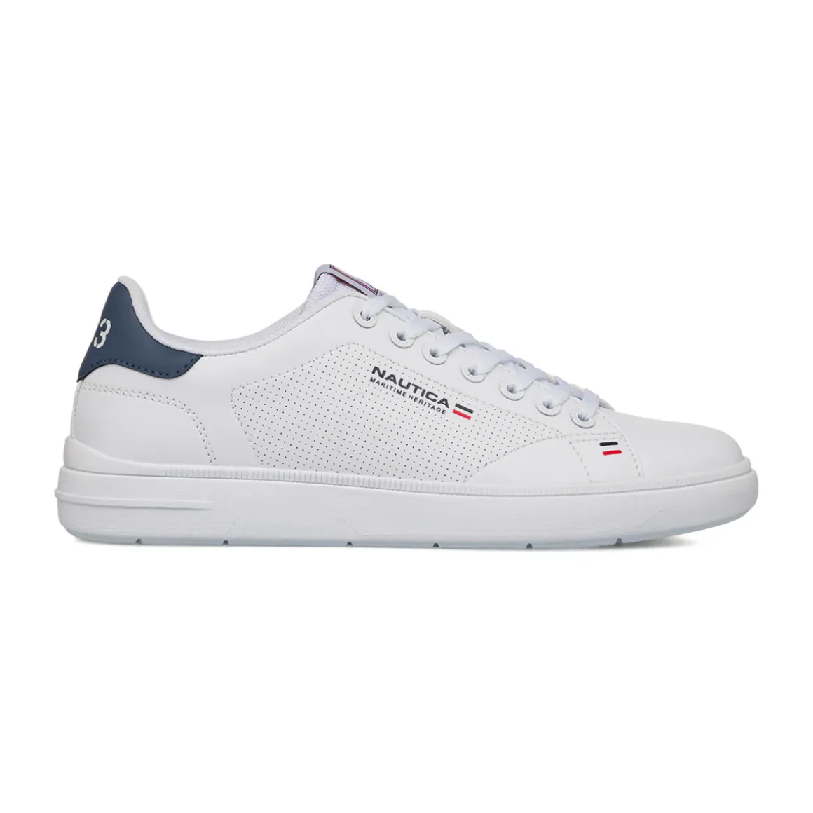 Sneakers bianche da Uomo con inserti blu e logo Nautica