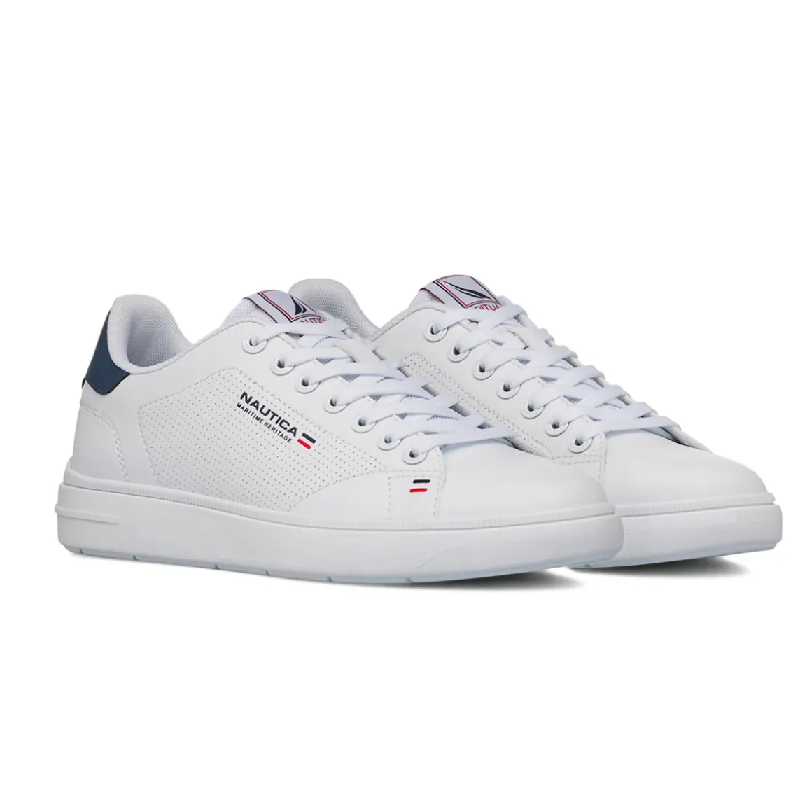 Sneakers bianche da Uomo con inserti blu e logo Nautica