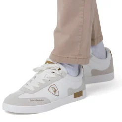 Sneakers bianche da Uomo con inserti marroni Tonino Lamborghini