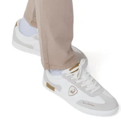 Sneakers bianche da Uomo con inserti marroni Tonino Lamborghini
