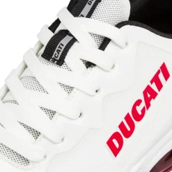 Sneakers bianche da Uomo con inserti e logo rosso in contrasto Ducati