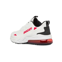 Sneakers bianche da Uomo con inserti e logo rosso in contrasto Ducati