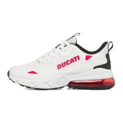 Sneakers bianche da Uomo con inserti e logo rosso in contrasto Ducati