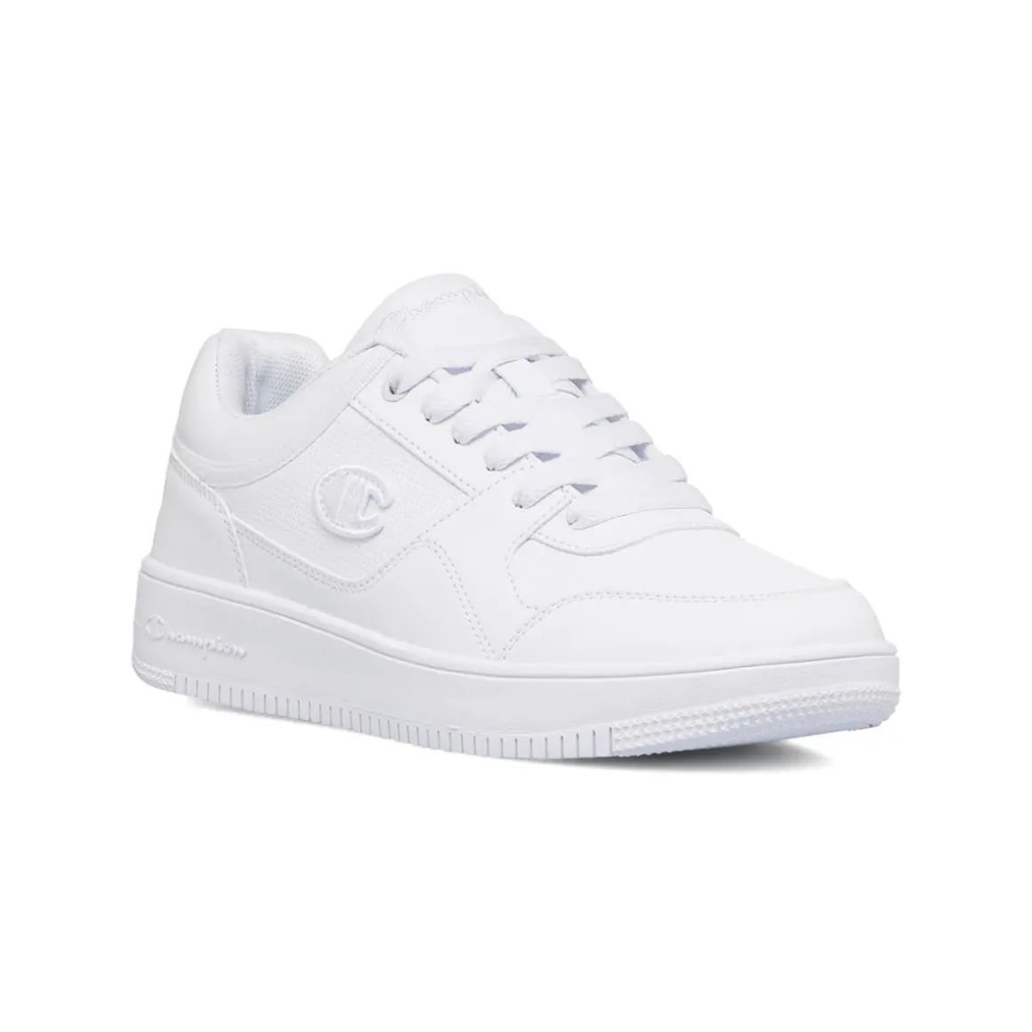 Sneakers bianche da uomo con logo laterale Champion Rebound Low