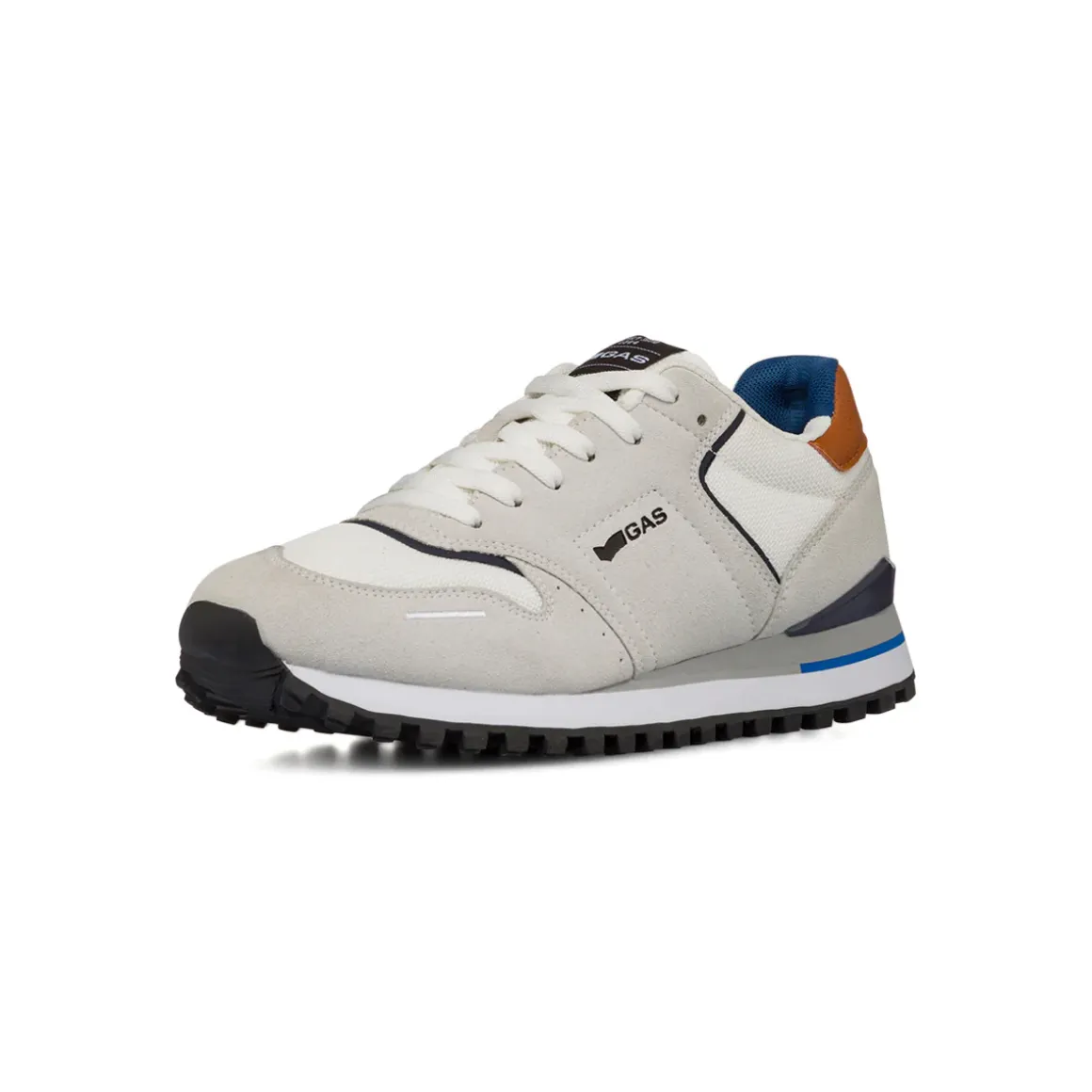 Sneakers bianche da Uomo con rifiniture blu Gas