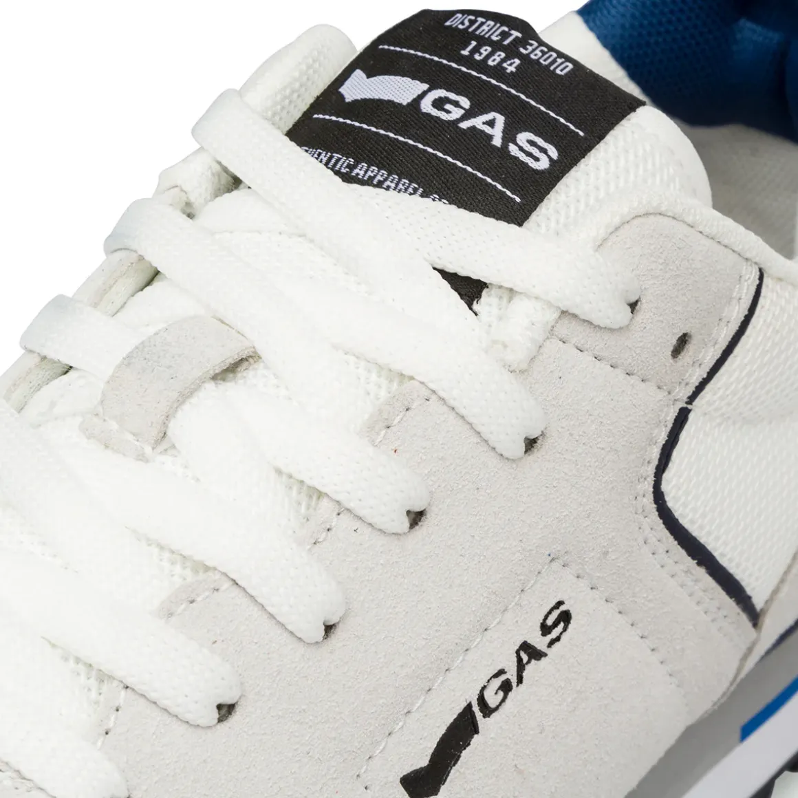 Sneakers bianche da Uomo con rifiniture blu Gas