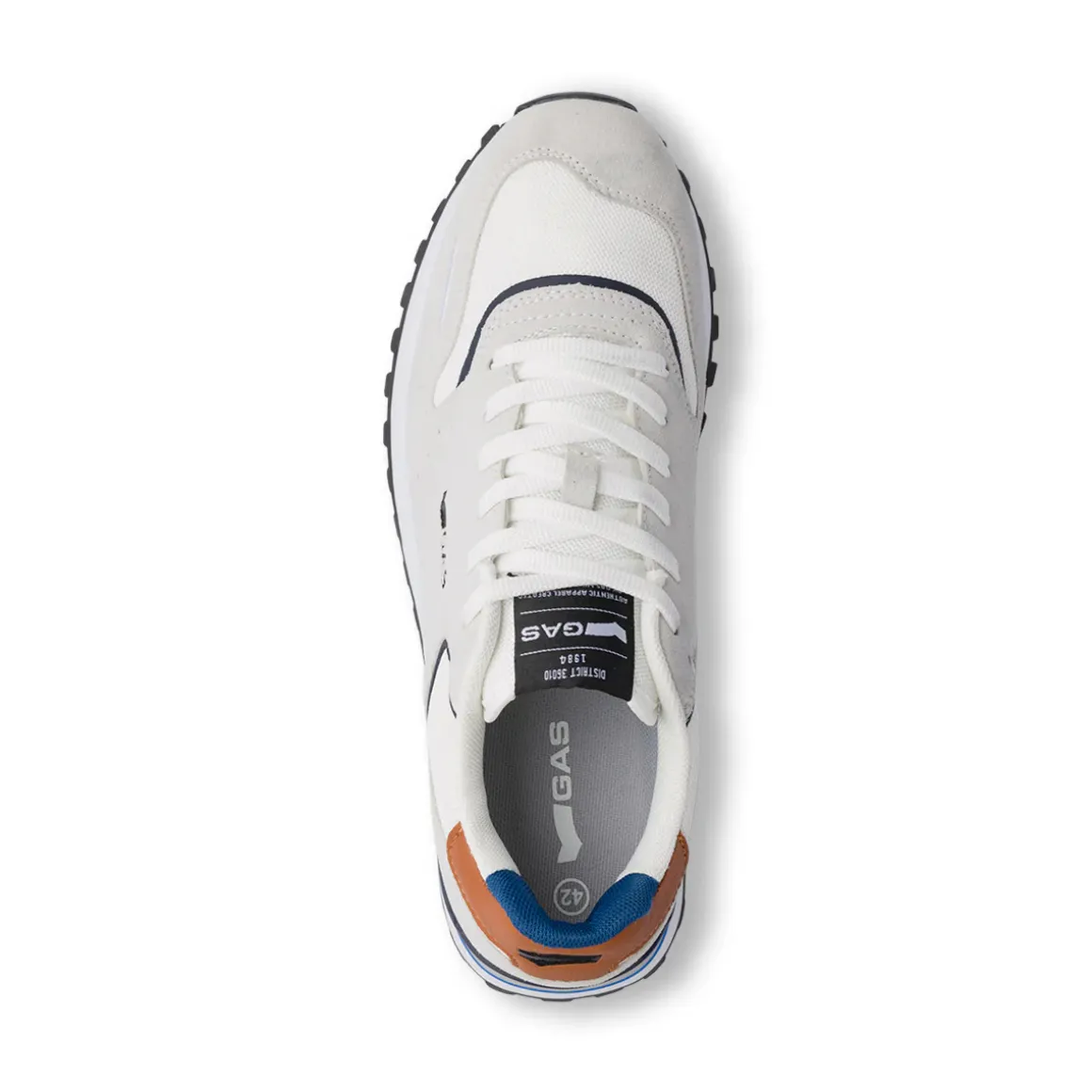Sneakers bianche da Uomo con rifiniture blu Gas