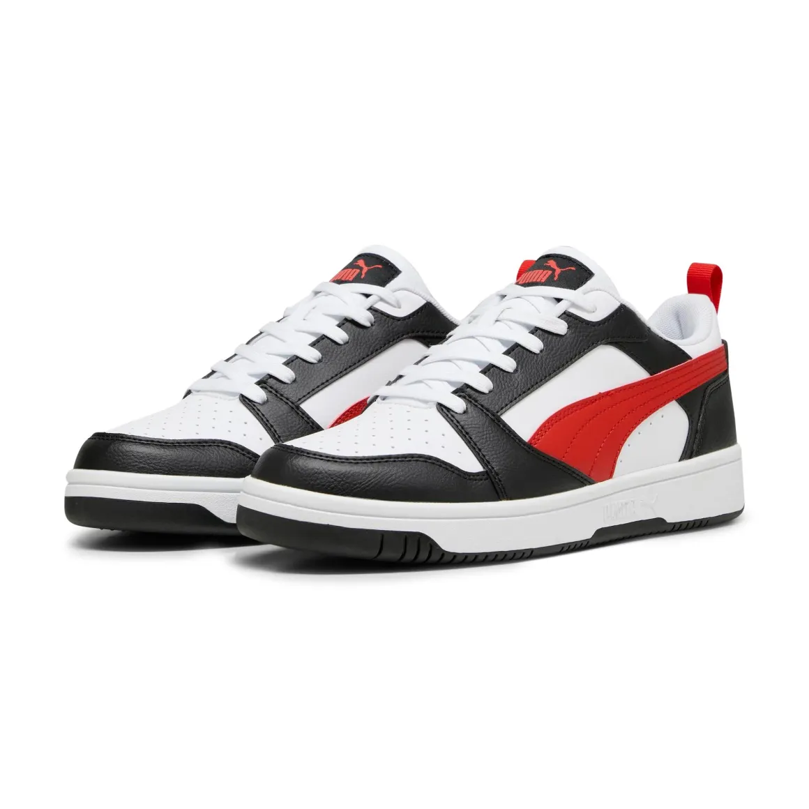 Sneakers bianche da uomo dettagli rossi e neri Puma Rebound v6