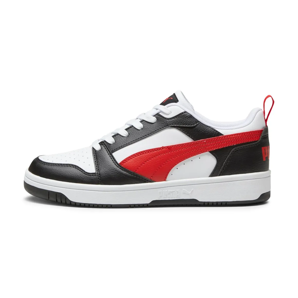 Sneakers bianche da uomo dettagli rossi e neri Puma Rebound v6