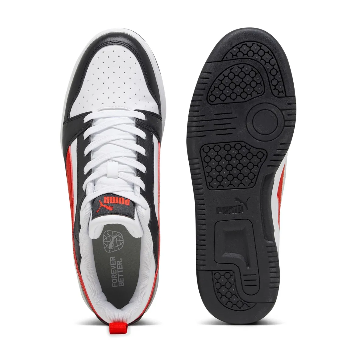 Sneakers bianche da uomo dettagli rossi e neri Puma Rebound v6