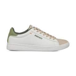 Sneakers bianche e beige da Uomo con dettaglio verde sul tallone Ducati