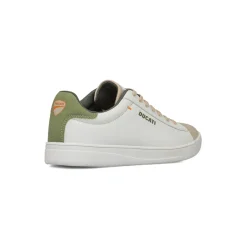 Sneakers bianche e beige da Uomo con dettaglio verde sul tallone Ducati