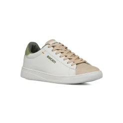 Sneakers bianche e beige da Uomo con dettaglio verde sul tallone Ducati