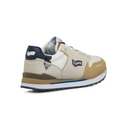 Sneakers bianche e beige da uomo con logo laterale Gas Alba