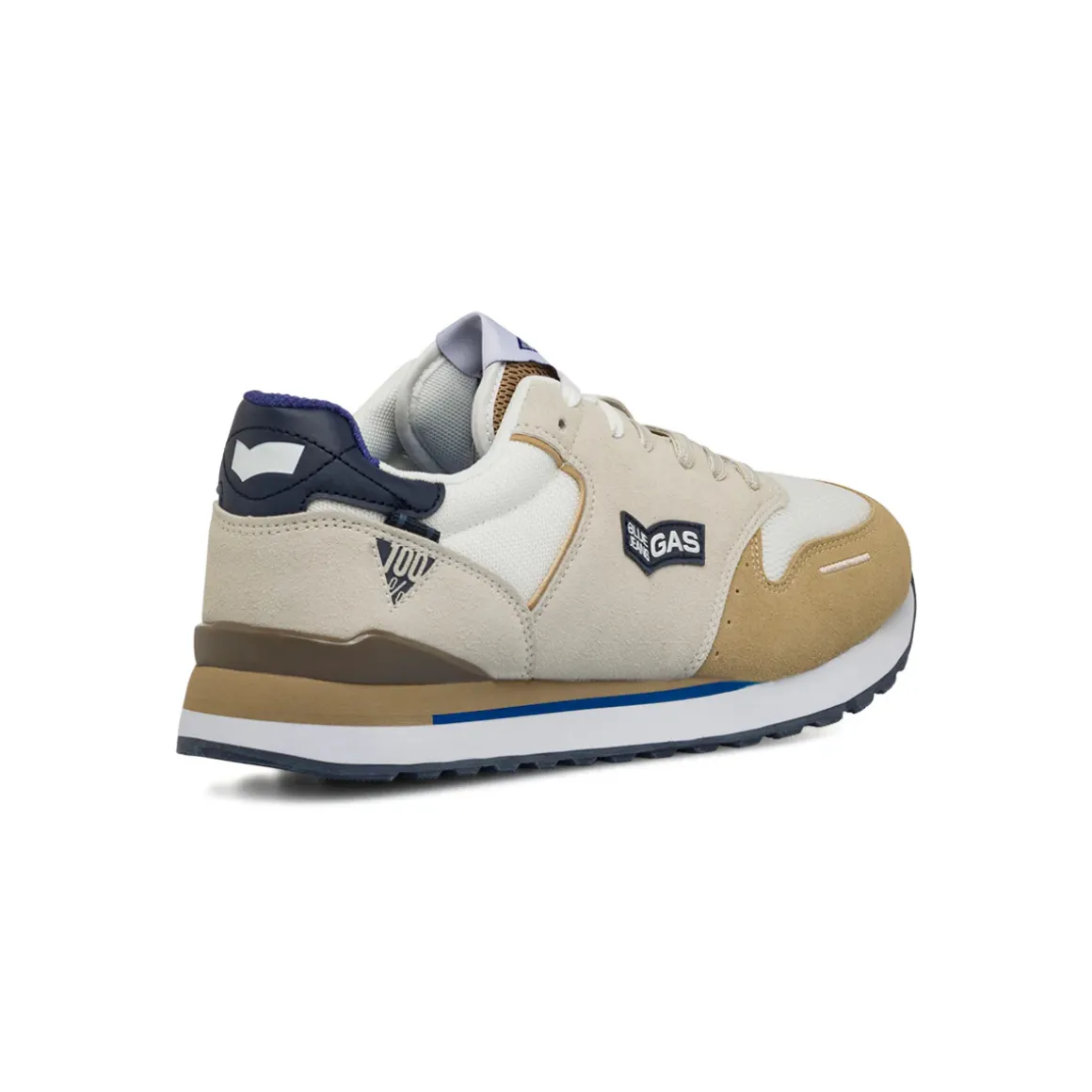 Sneakers bianche e beige da uomo con logo laterale Gas Alba