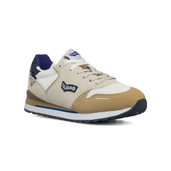 Sneakers bianche e beige da uomo con logo laterale Gas Alba