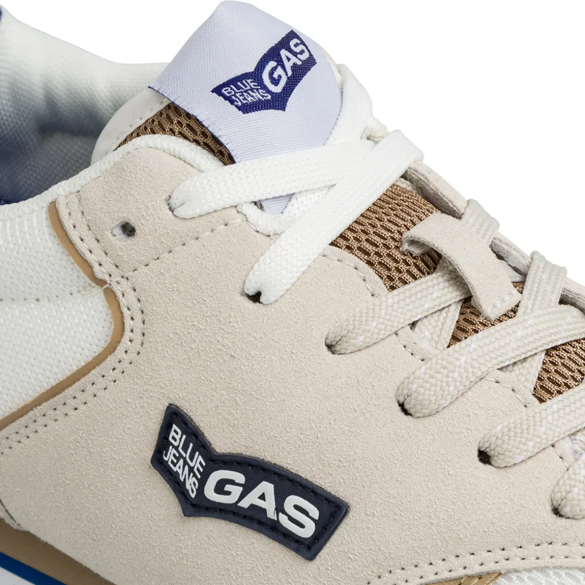 Sneakers bianche e beige da uomo con logo laterale Gas Alba