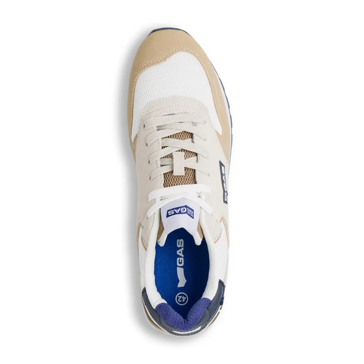 Sneakers bianche e beige da uomo con logo laterale Gas Alba