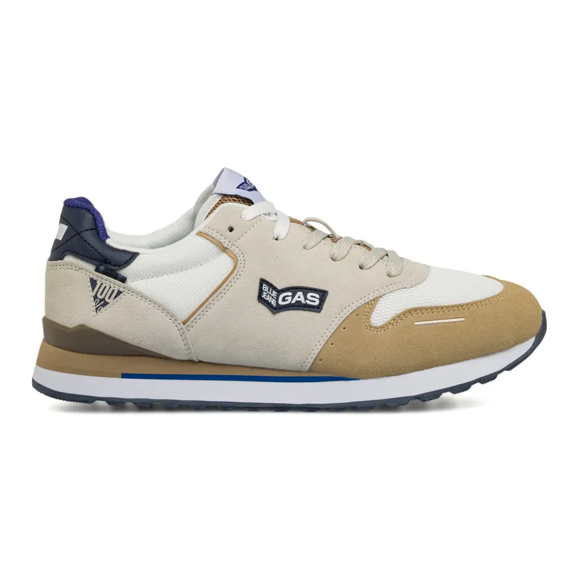 Sneakers bianche e beige da uomo con logo laterale Gas Alba
