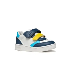 Sneakers bianche e blu da Bambino con suola traspirante e velcro Geox