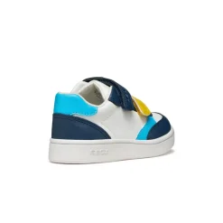 Sneakers bianche e blu da Bambino con suola traspirante e velcro Geox