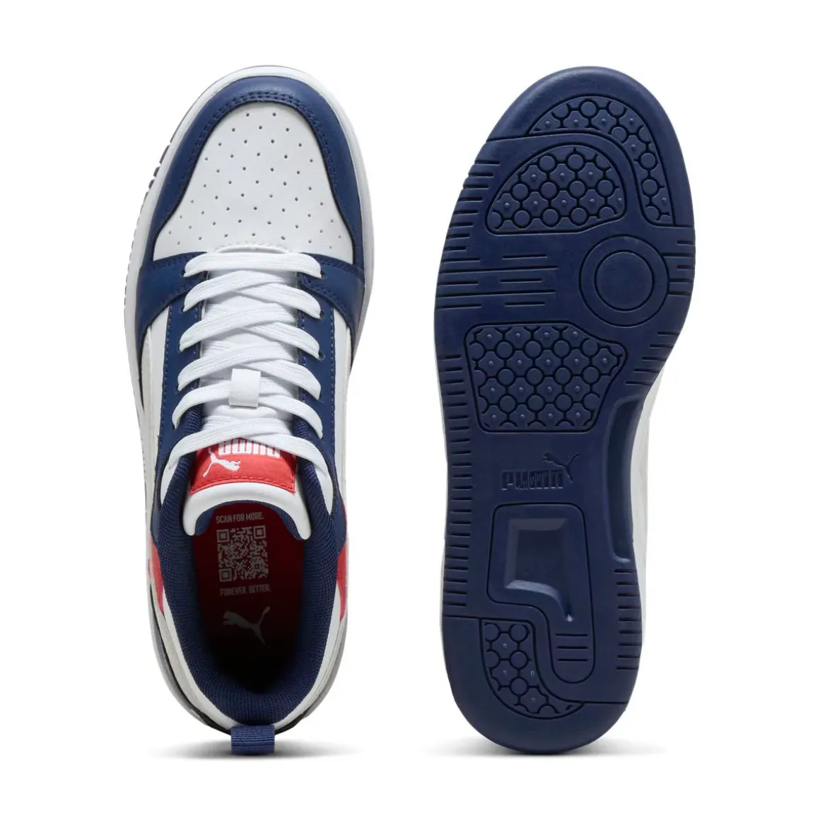 Sneakers bianche e blu da Ragazzo con dettagli rossi PumaRebound V6