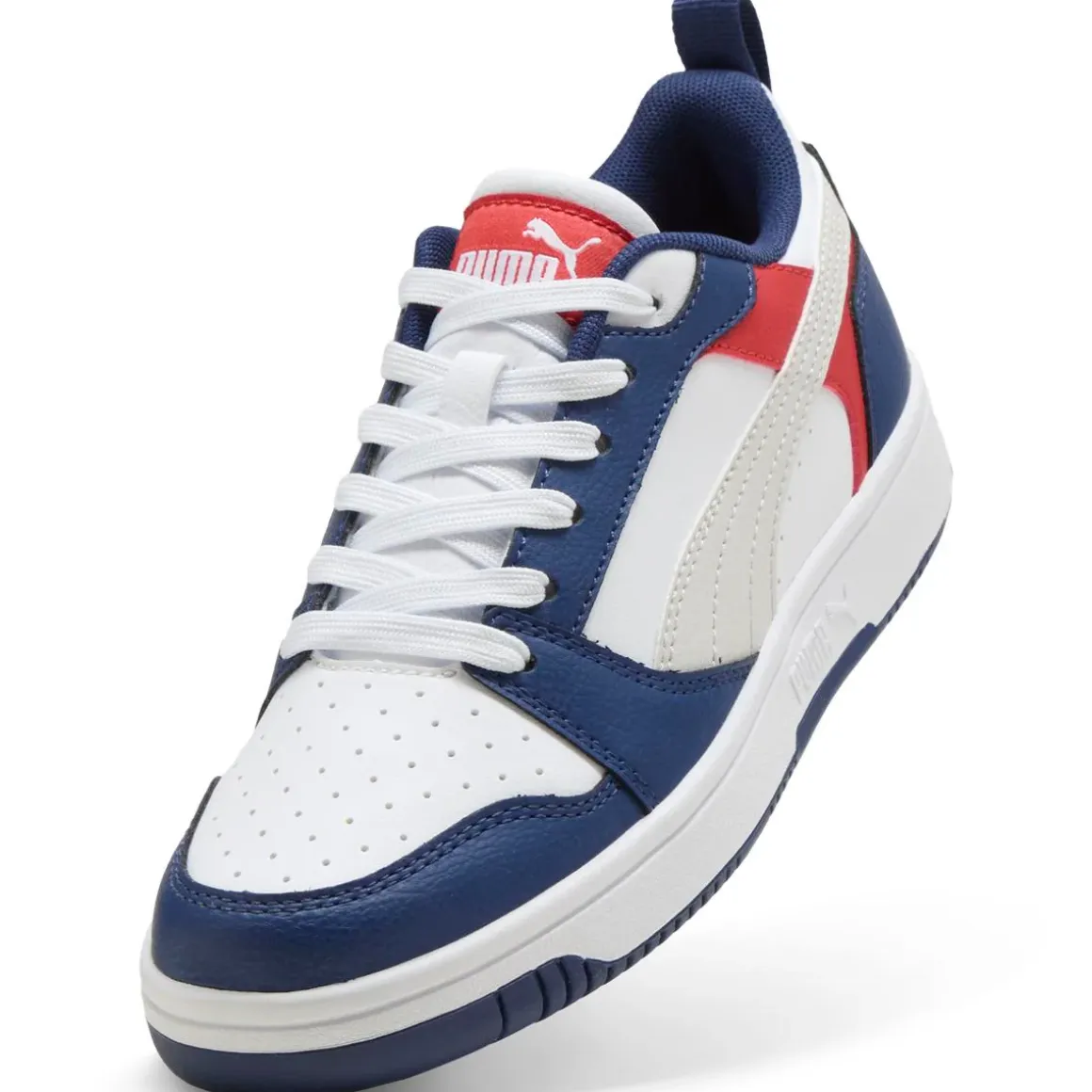Sneakers bianche e blu da Ragazzo con dettagli rossi PumaRebound V6