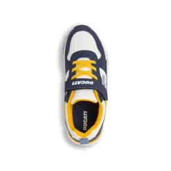 Sneakers bianche e blu da Ragazzo con dettagli gialli e strappo Ducati