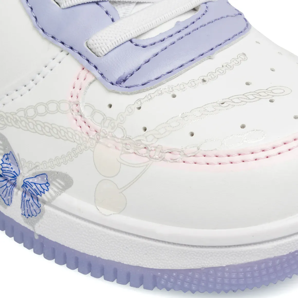Sneakers bianche e lilla da Bambina con farfalle e strappo Dieci Baci