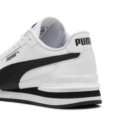 Sneakers bianche e nere da ragazzo e ragazza con logo Puma Runner v4