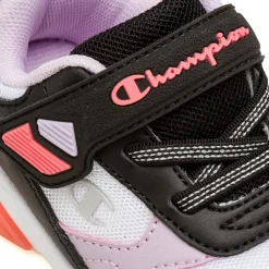 Sneakers bianche e nere Primi Passi Bambina con luci nella suola Champion Wave
