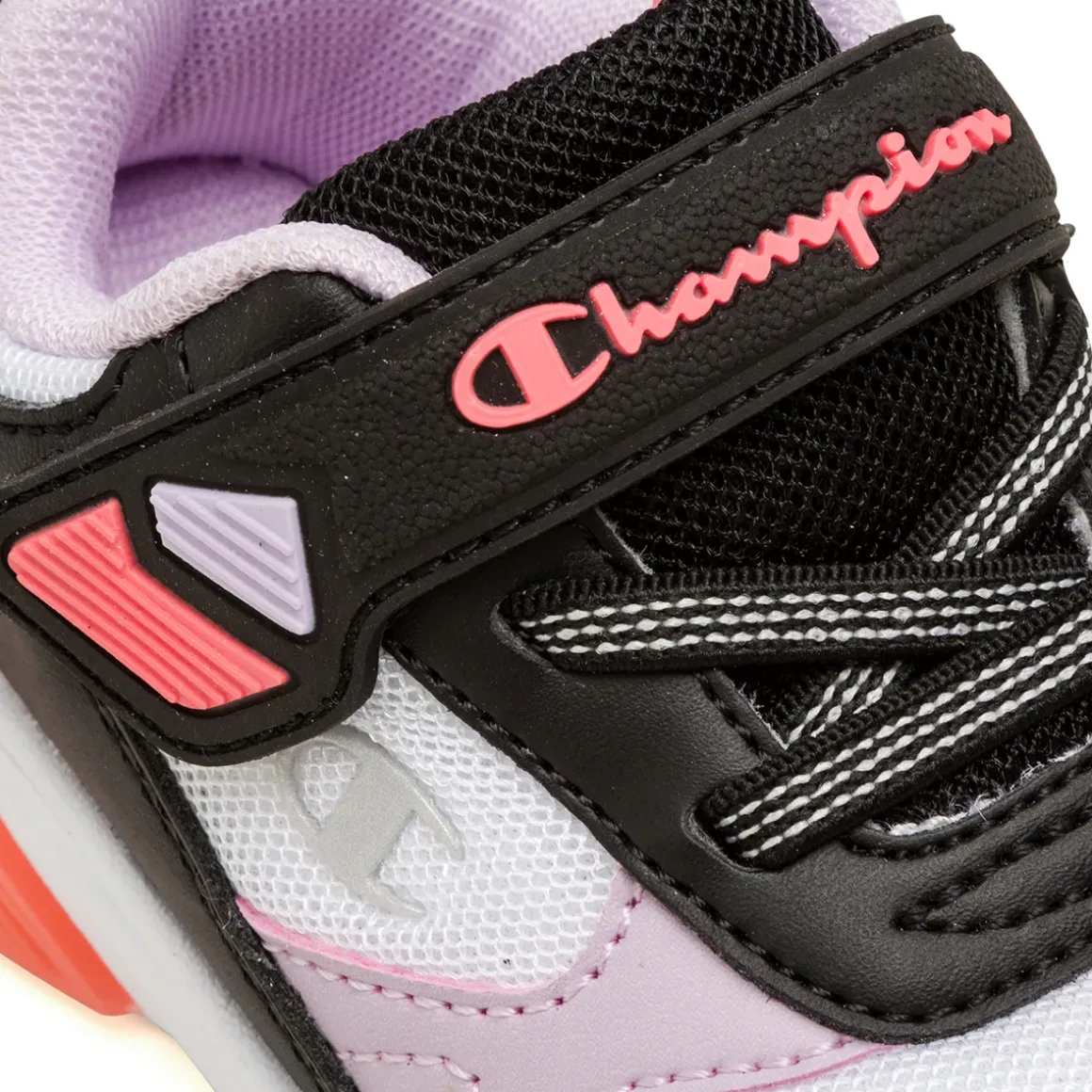 Sneakers bianche e nere Primi Passi Bambina con luci nella suola Champion Wave