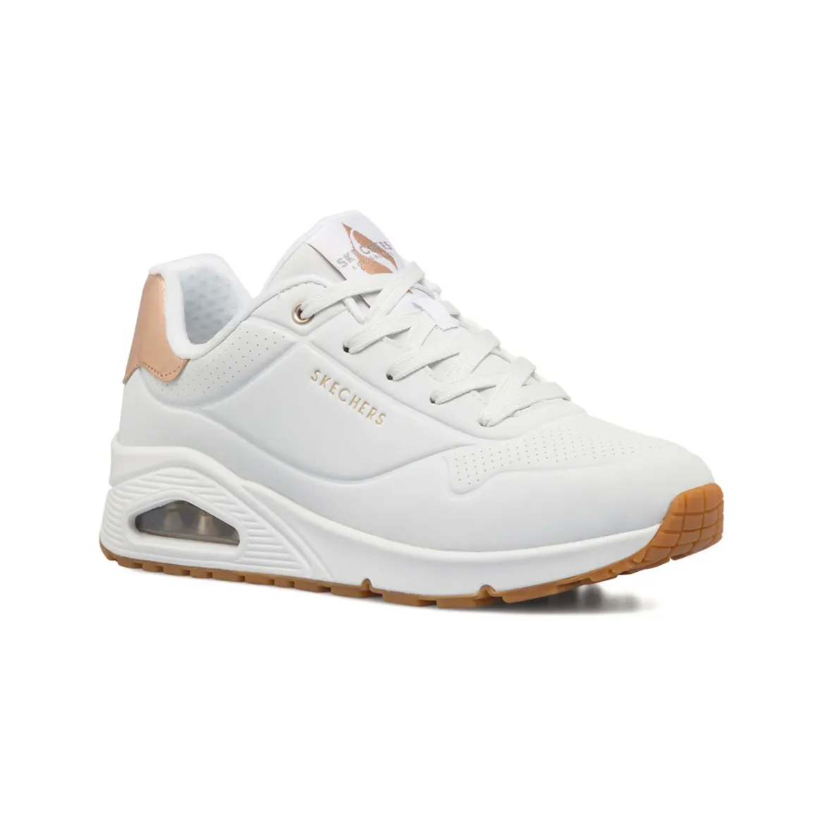 Sneakers bianche e oro da donna con suola ad aria Skechers Uno - Golden Air