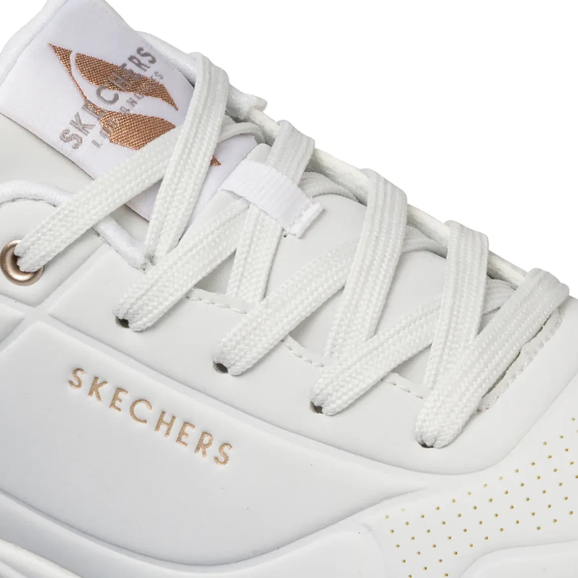 Sneakers bianche e oro da donna con suola ad aria Skechers Uno - Golden Air