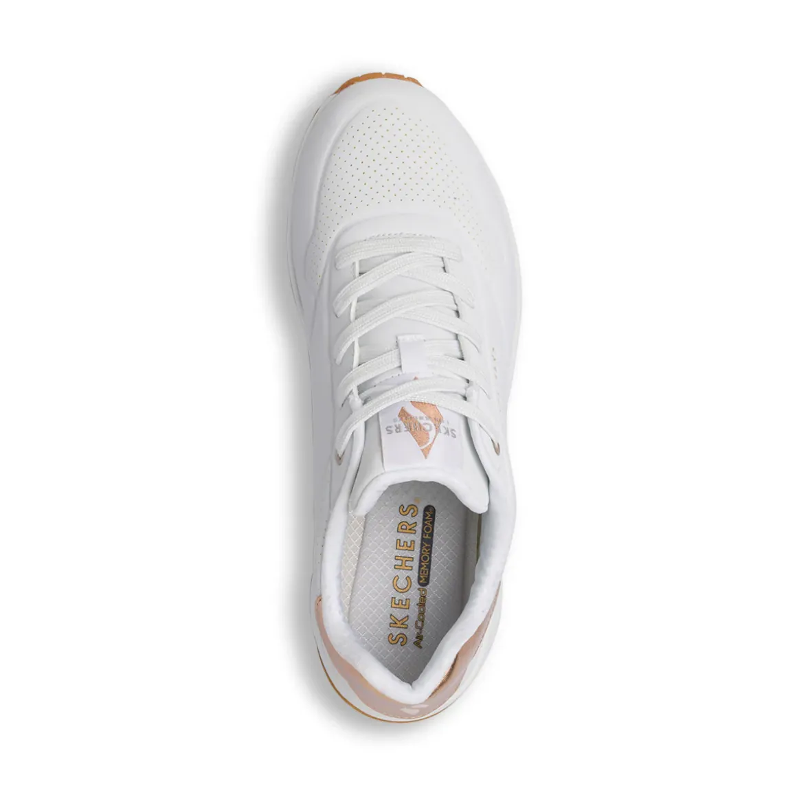 Sneakers bianche e oro da donna con suola ad aria Skechers Uno - Golden Air